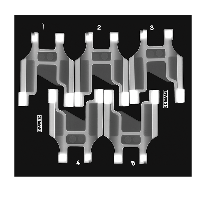 Aluminium castings imaged using X-RIS digital radiography systems