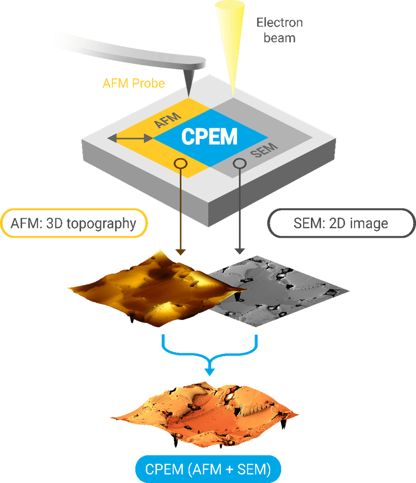 CPEM Correlative probe and electron microscopy schematic - Nenovision Litescope