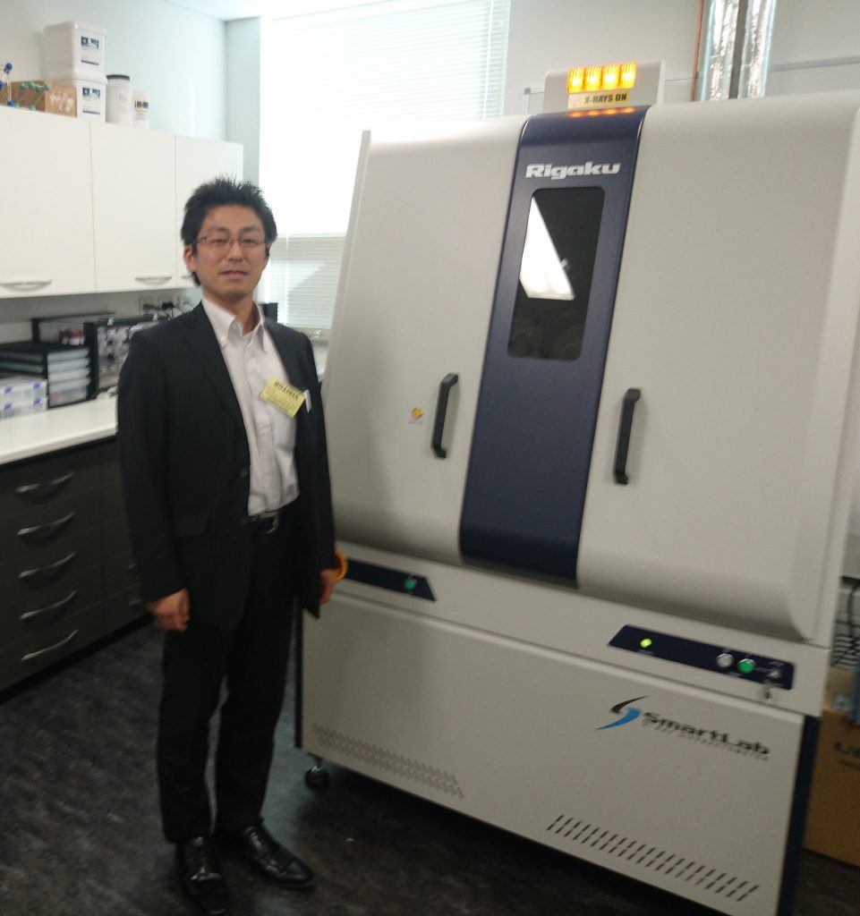 Rigaku Applications Specialist Shintaro Kobayashi with the new 9kW SmartLab XRD at CSIRO Adelaide.