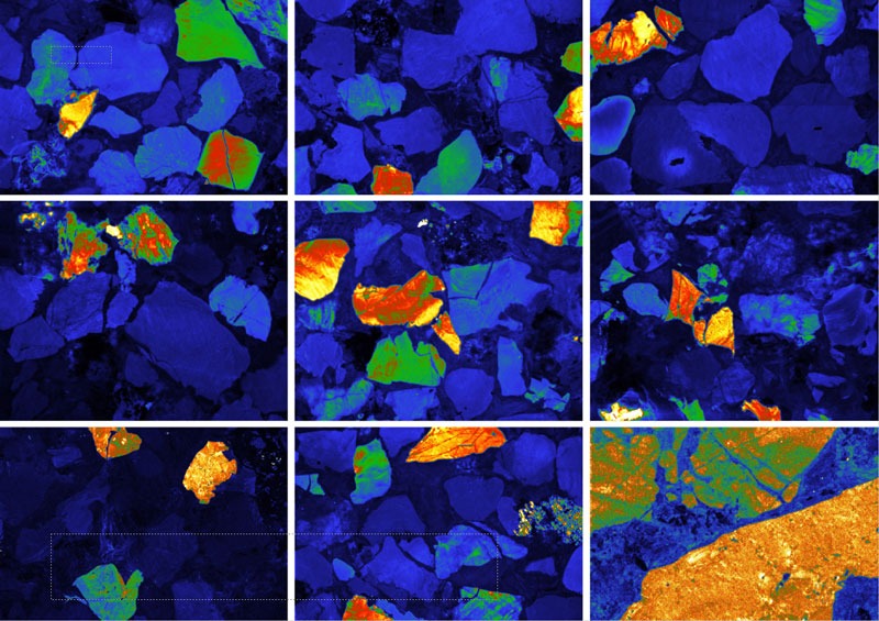 Delmic cathodoluminescence of sedimentary rocks sandstone