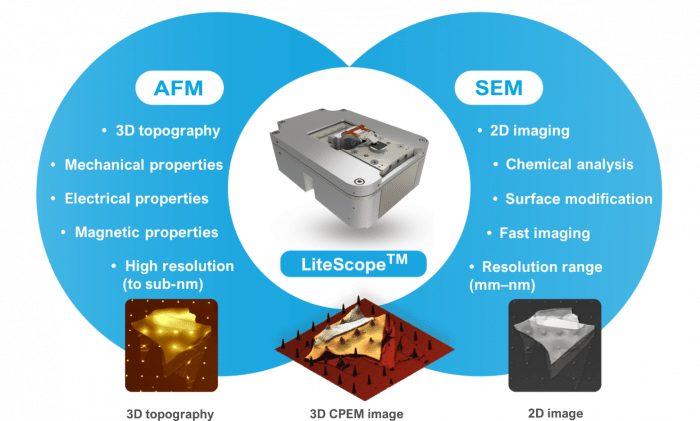 advantages of in situ AFM in SEm using the Nenovision Litescope