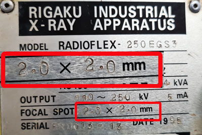 tube head focal spot size