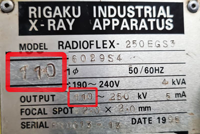 minimum kV for a tube head