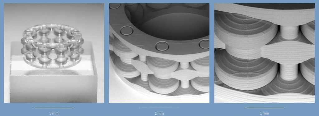 micro mechanical component microfabricated using 2PP technology on a UpNano NanOne