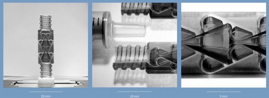 microfluidic device 3D printed using an UpNano NanoOne with 2PP technology