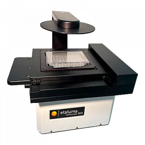 Etaluma LS850 inverted fluorescence microscope with automated stage and turret suitable for use inside incubators