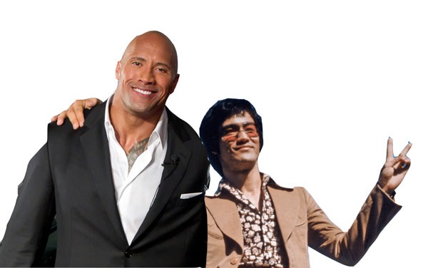 Dwayne the rock johnson with bruce lee dodgy photochop